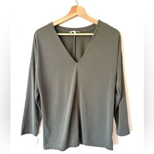 Lucky Brand V-Neck Long-Sleeve Top — Olive